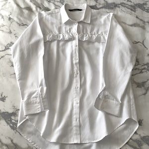 Zara white long sleeve chemise blouse